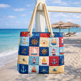 Cartera de Playa Hecha a Mano | Patchwork Marino