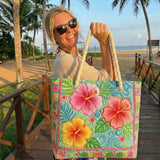 Cartera de Playa Hecha a Mano | Flor Tropical